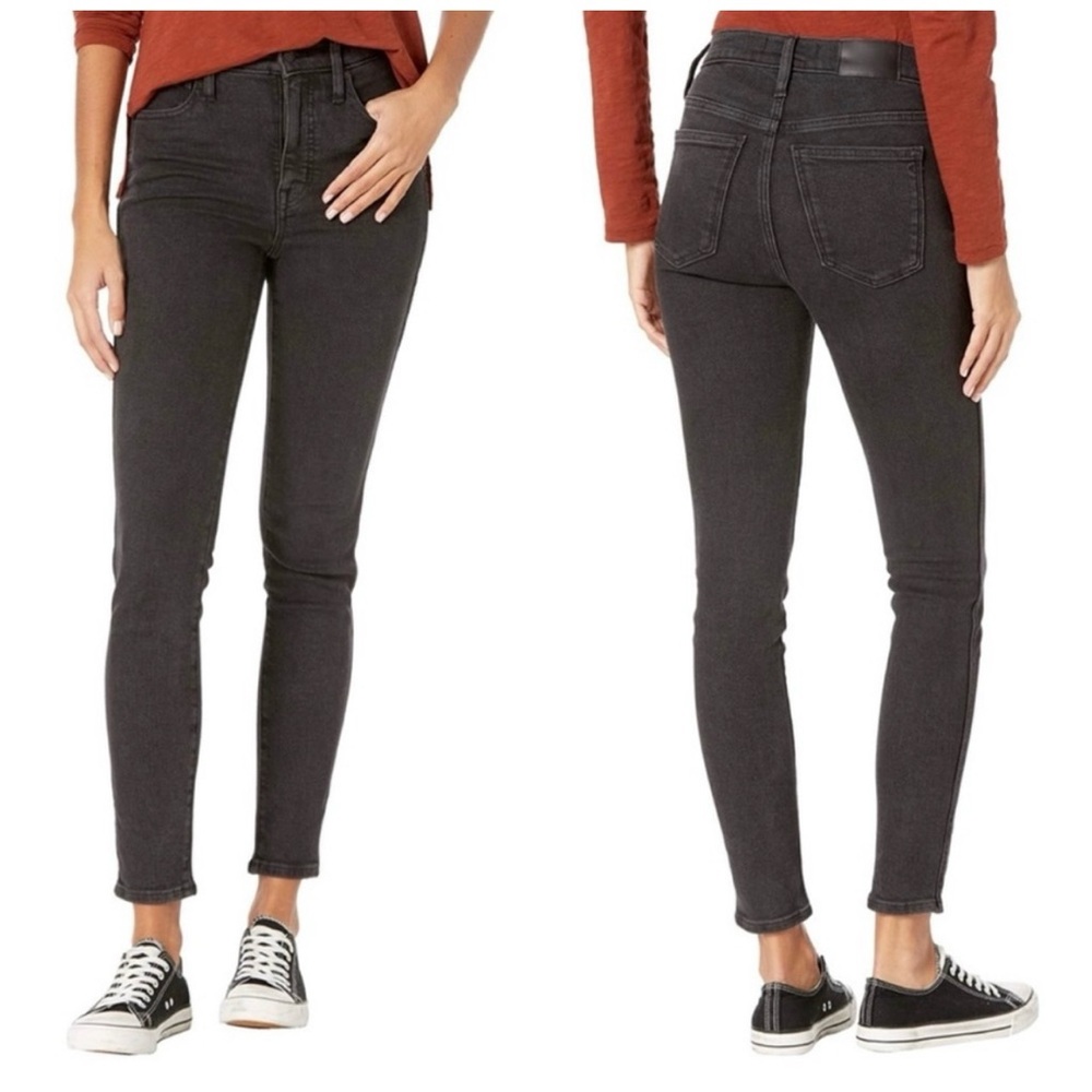 Madewell 10" High Rise Skinny Jeans Black Stretch Denim